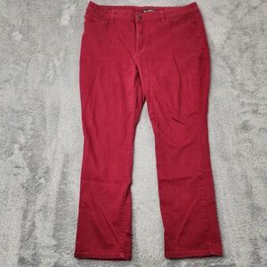 Lee Jeans Womens 18 Short Red Secretly Shapes Regular Fit Straight Leg Mid Rise